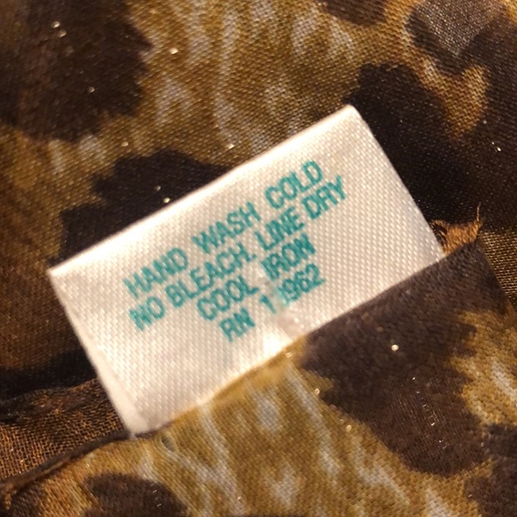 VINTAGE Cheeta Print Scarf Made in Italy Animal Print + Gold Stripe 62’x14.5” - Picture 9 of 16